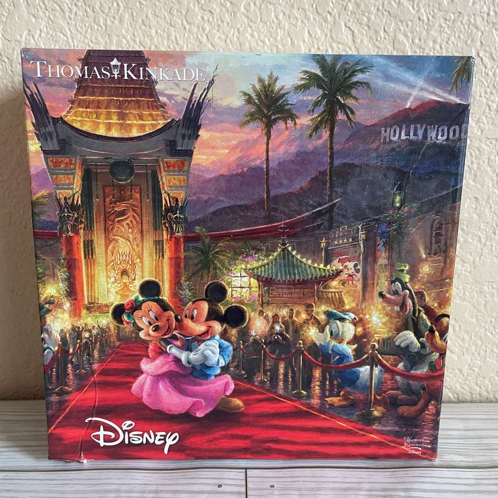 Disney Thomas Kinkade Mickey & Minnie Red Pink Puzzle Art